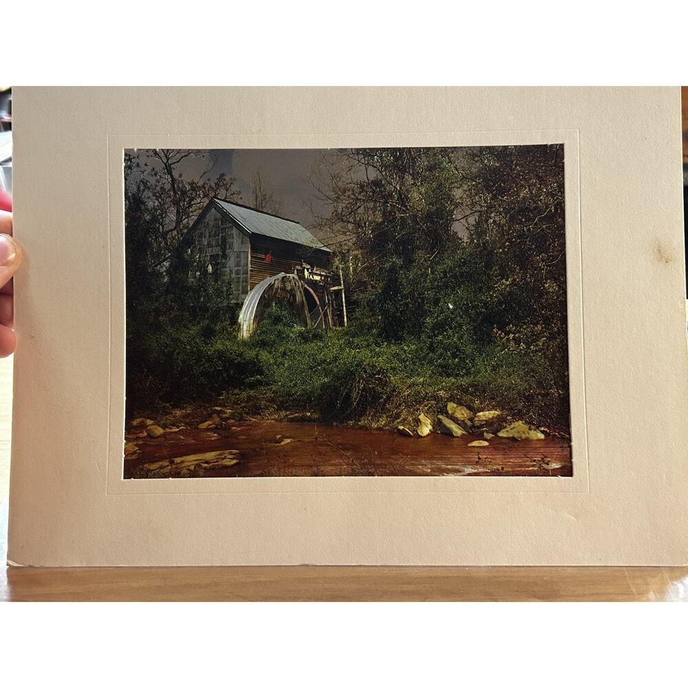 Vintage Gold Foiled Metallic Old Mill Waterwheel Art Print